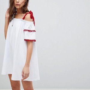 Cold Shoulder Pom Pom Dress Sundress
